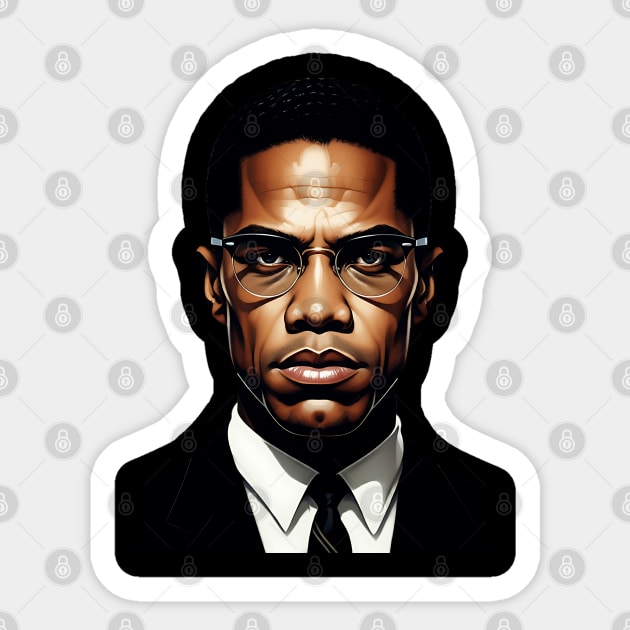 Malcolm X Portrait Sticker by UrbanLifeApparel